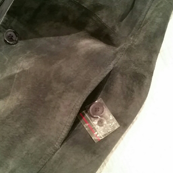 Vintage Blue/grey suede leather 3 button jacket - Picture 6 of 6